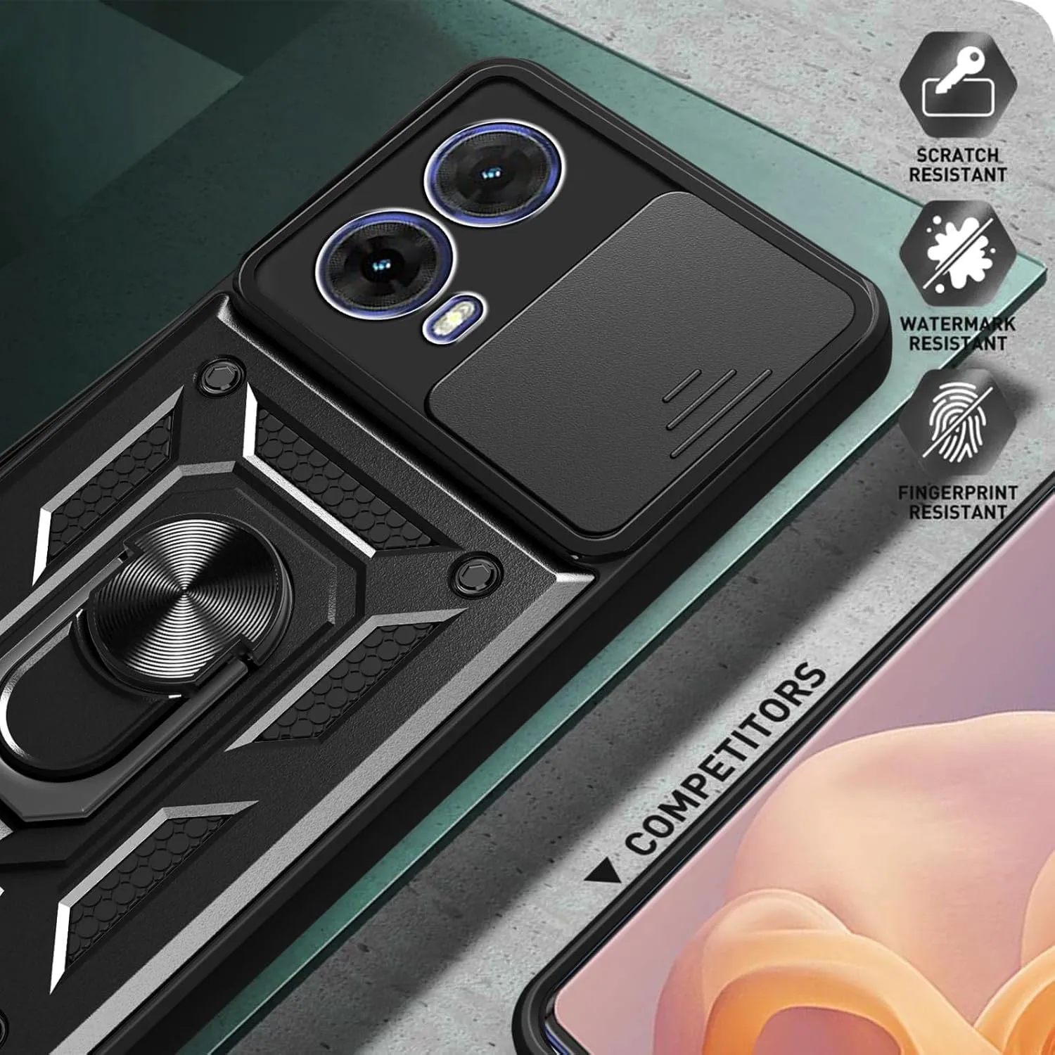 Motorola Moto G85 Case Shockproof Ring Stand Phone Camera Lens Cover