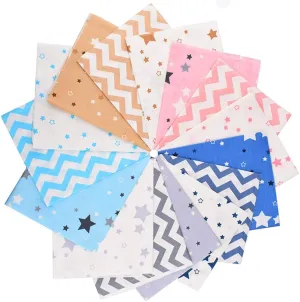 MSCFTFB 15 Pieces Twill Cotton Fabric Bundles Star Waves Precut Fabric Squares Scraps for Patchwork Bedding Quilting Coaster Garland Fabric DIY Sewing Craft (10x10in)