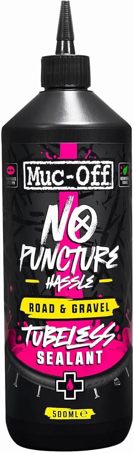 Muc Off No Puncture Hassle Road & Gravel Tubeless Sealant, 80ml - Tubeless Tyre Sealant for Bicycle Puncture Repair - Durable Bike Tyre Sealant for Road, Gravel, Commuter and XC Bikes