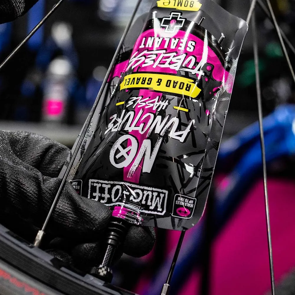 Muc Off No Puncture Hassle Road & Gravel Tubeless Sealant, 80ml - Tubeless Tyre Sealant for Bicycle Puncture Repair - Durable Bike Tyre Sealant for Road, Gravel, Commuter and XC Bikes