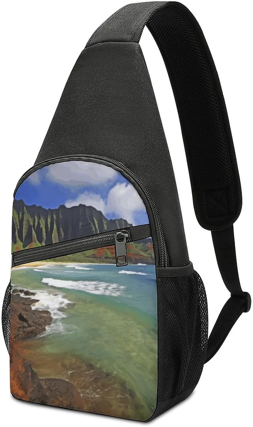Multi-function Chest Bag,Kauai Hawaii Seashore Print Crossbody Bag Men,chest Pack for Women,small Crossbody Bag