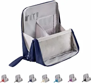 Multi-purpose Large Capacity Oxford Cloth Standing Makeup Bag, Portable Toiletry Bag, Waterproof Makeup Organizer with Compartments (Navy)