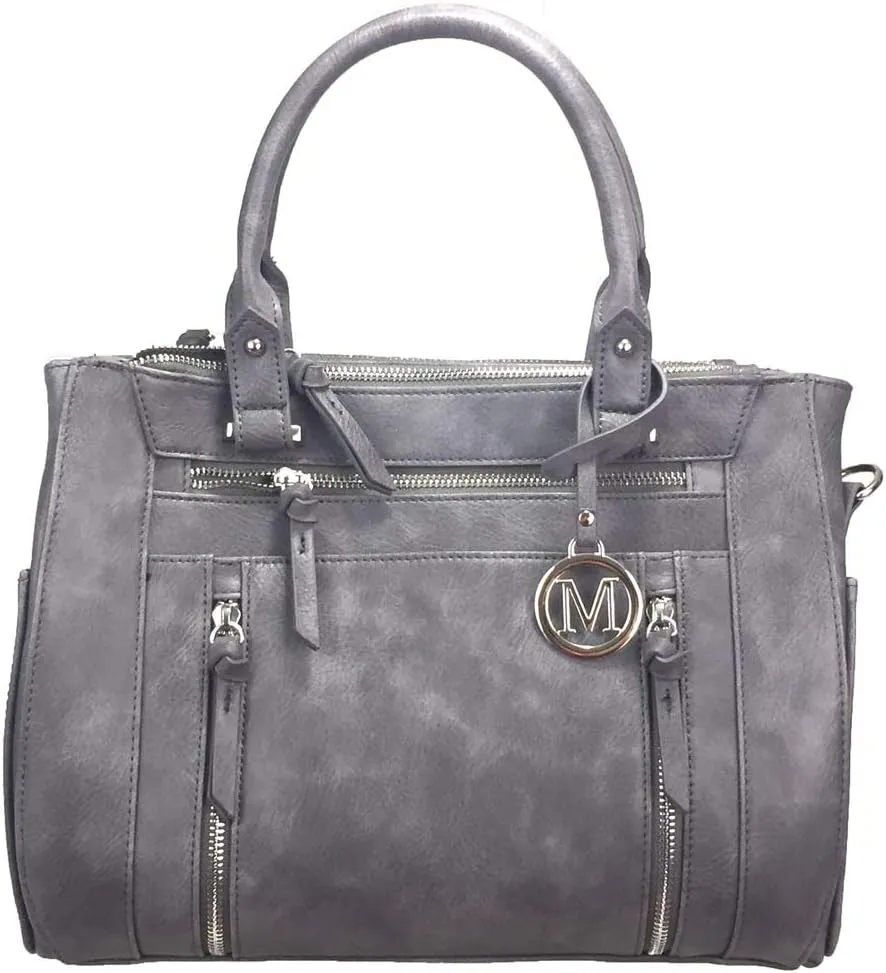 Multi Zippers Fashion Locking Faux Leather Concealed Carry Gun Shoulder Bag
