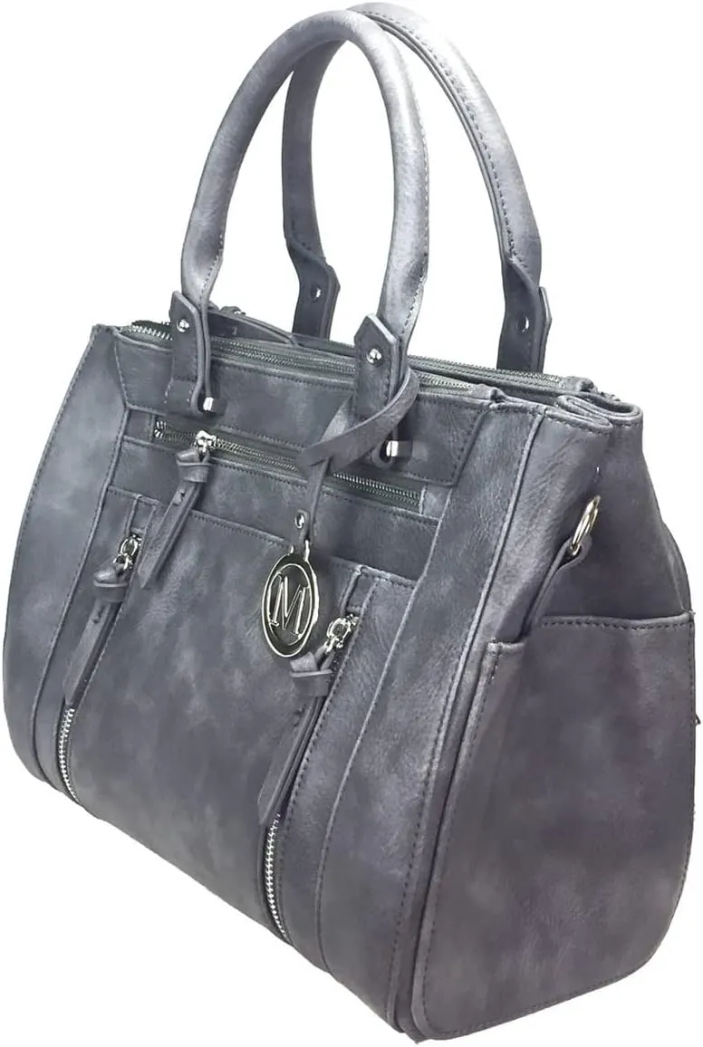 Multi Zippers Fashion Locking Faux Leather Concealed Carry Gun Shoulder Bag