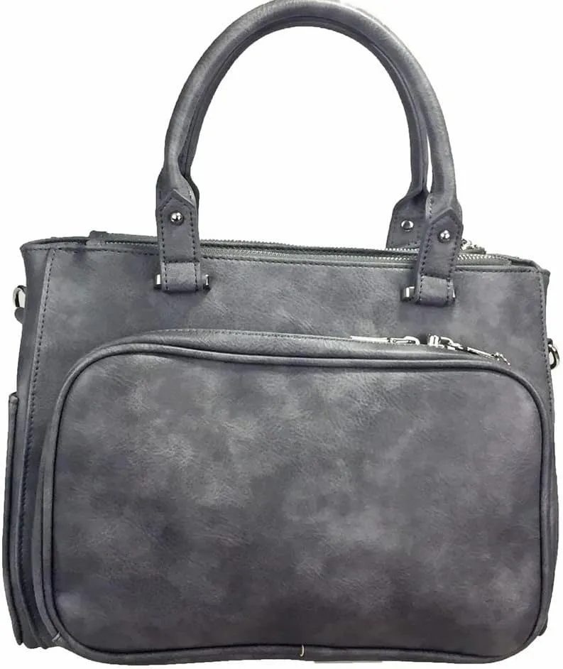 Multi Zippers Fashion Locking Faux Leather Concealed Carry Gun Shoulder Bag