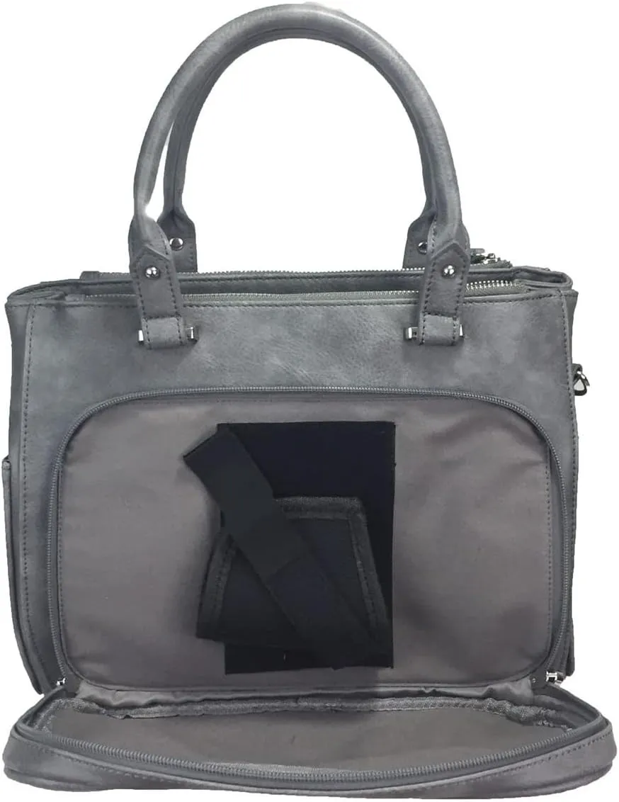 Multi Zippers Fashion Locking Faux Leather Concealed Carry Gun Shoulder Bag