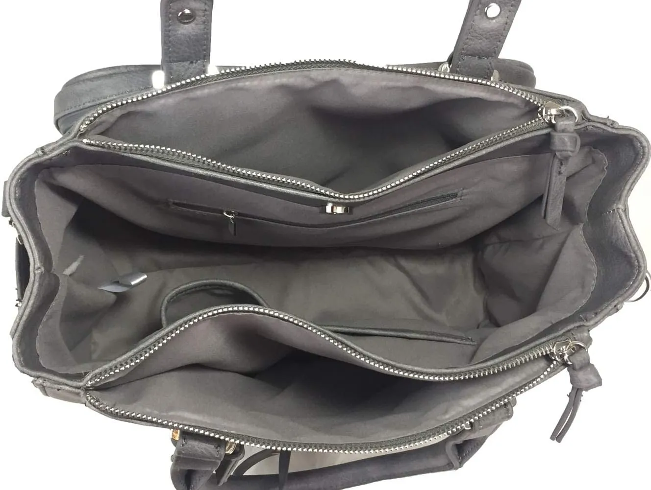Multi Zippers Fashion Locking Faux Leather Concealed Carry Gun Shoulder Bag