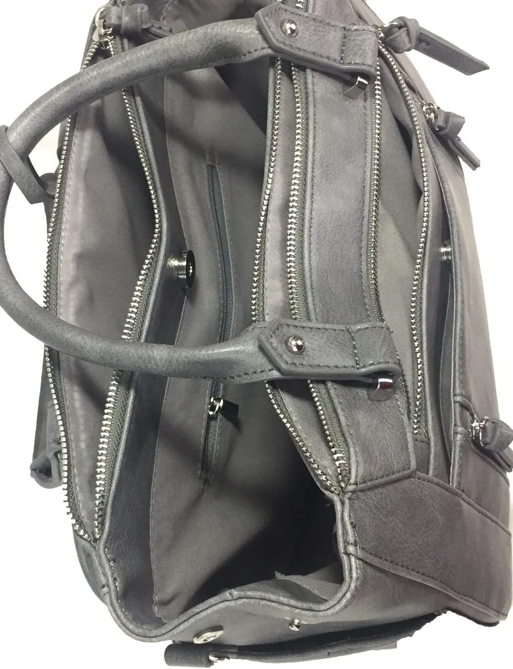Multi Zippers Fashion Locking Faux Leather Concealed Carry Gun Shoulder Bag