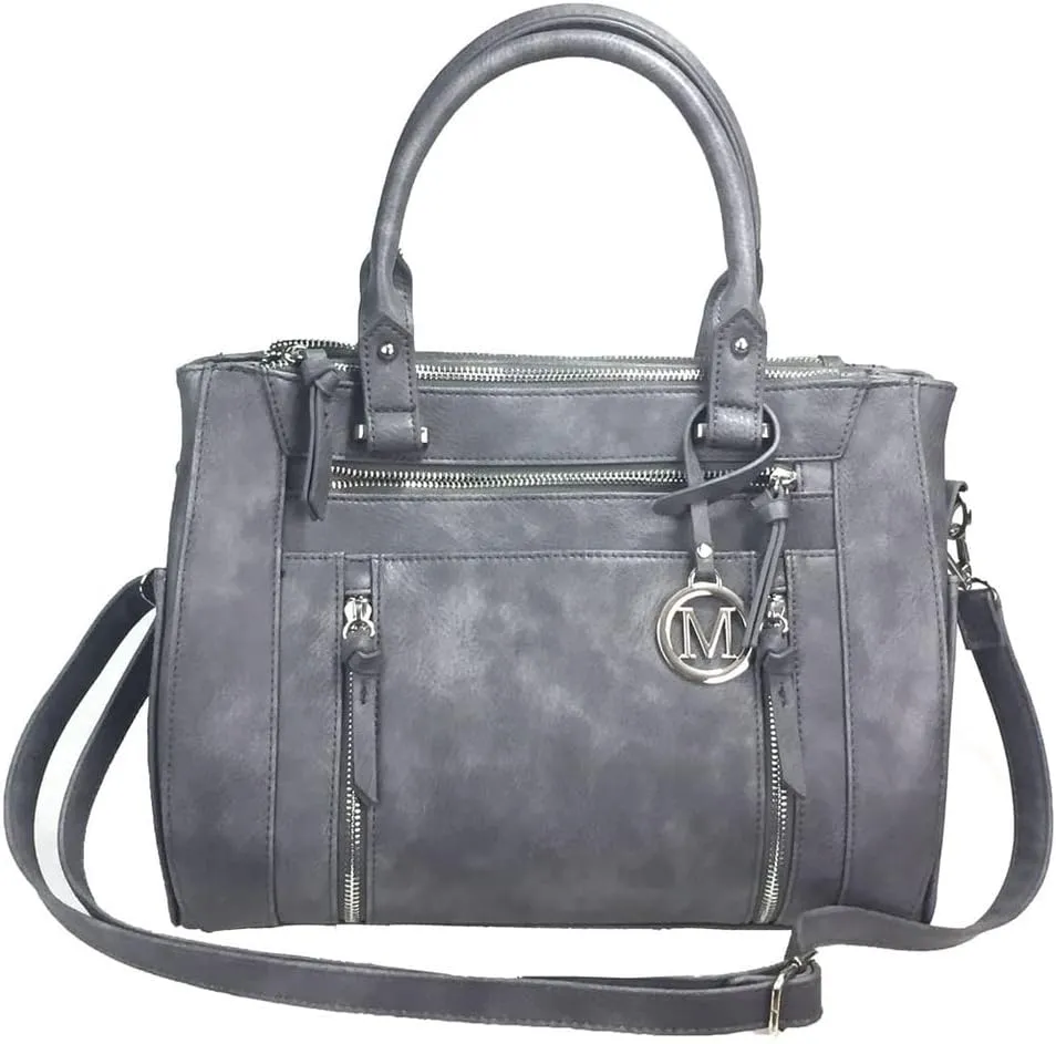 Multi Zippers Fashion Locking Faux Leather Concealed Carry Gun Shoulder Bag