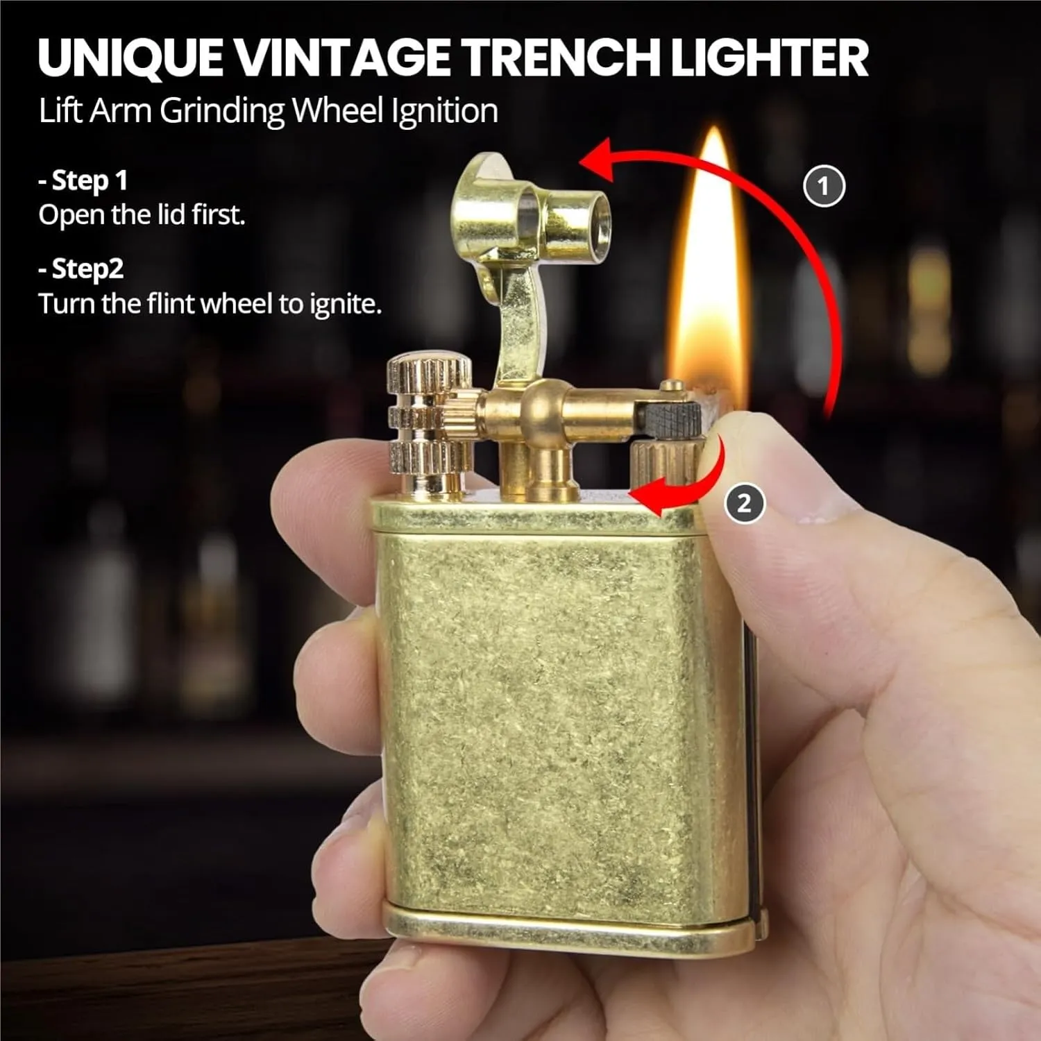 Multifunctional Kerosene Waterproof and Windproof Lighter, Permanent Matches, Lifting arm Grinding Wheel Ignition, refillable, Suitable for Outdoor Camping/Travel (Kerosene not Included)(Purple)
