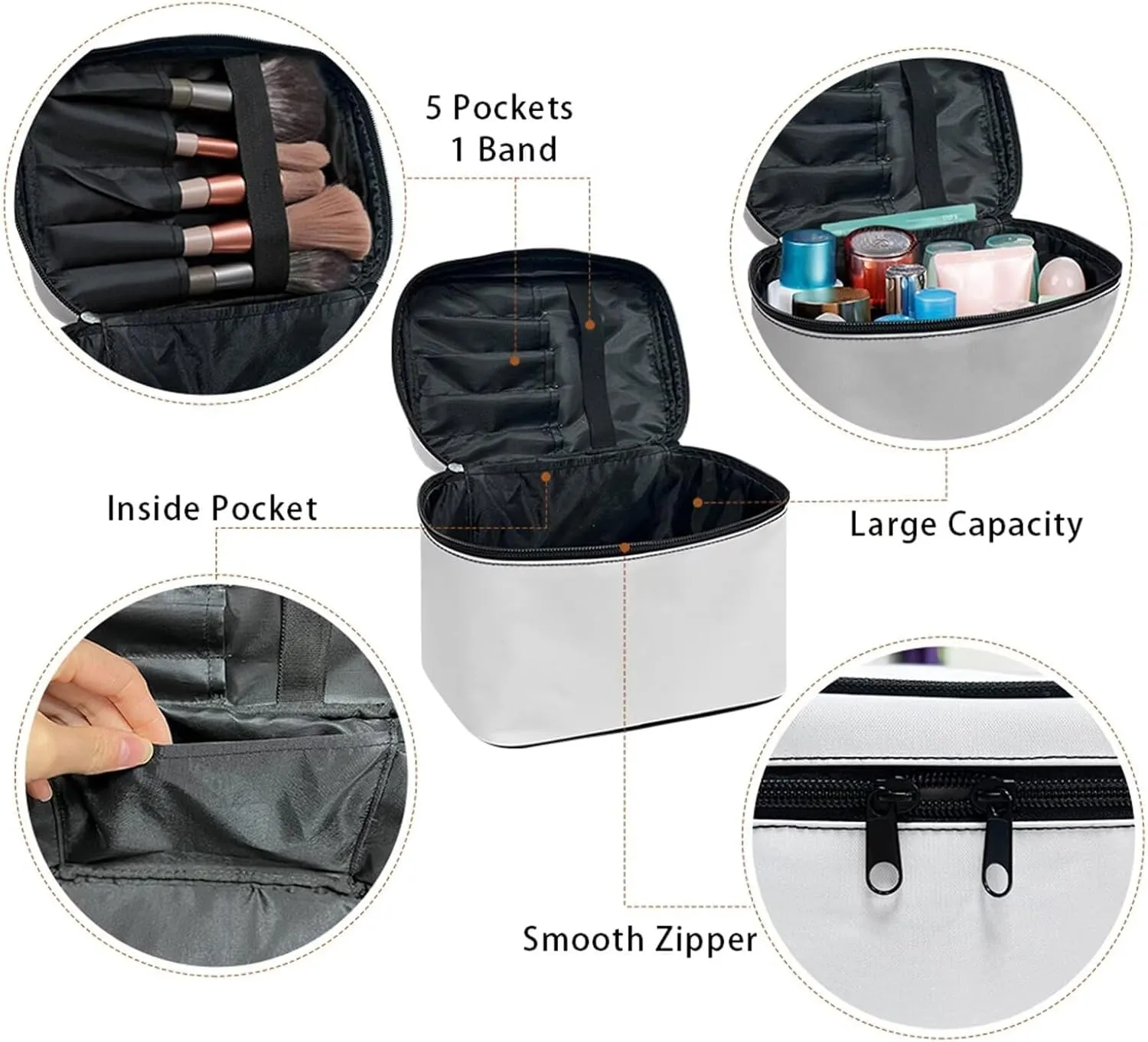 Mushroom Makeup Bag Organizer Cosmetic Zipper Pouch Large Capacity Travel Cosmetic Bag Makeup Bag with Internal Brush Slots Makeup Bag for Women Travel