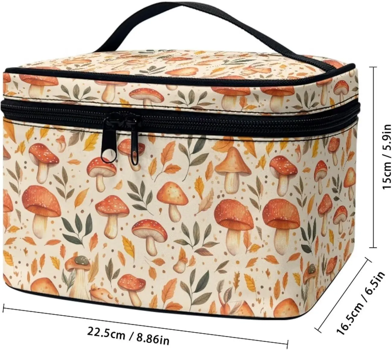 Mushroom Makeup Bag Organizer Cosmetic Zipper Pouch Large Capacity Travel Cosmetic Bag Makeup Bag with Internal Brush Slots Makeup Bag for Women Travel