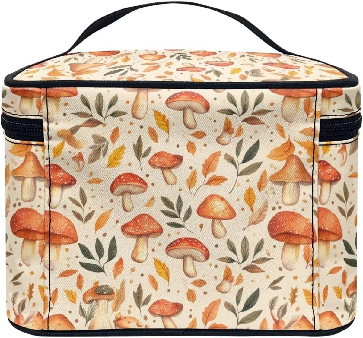 Mushroom Makeup Bag Organizer Cosmetic Zipper Pouch Large Capacity Travel Cosmetic Bag Makeup Bag with Internal Brush Slots Makeup Bag for Women Travel