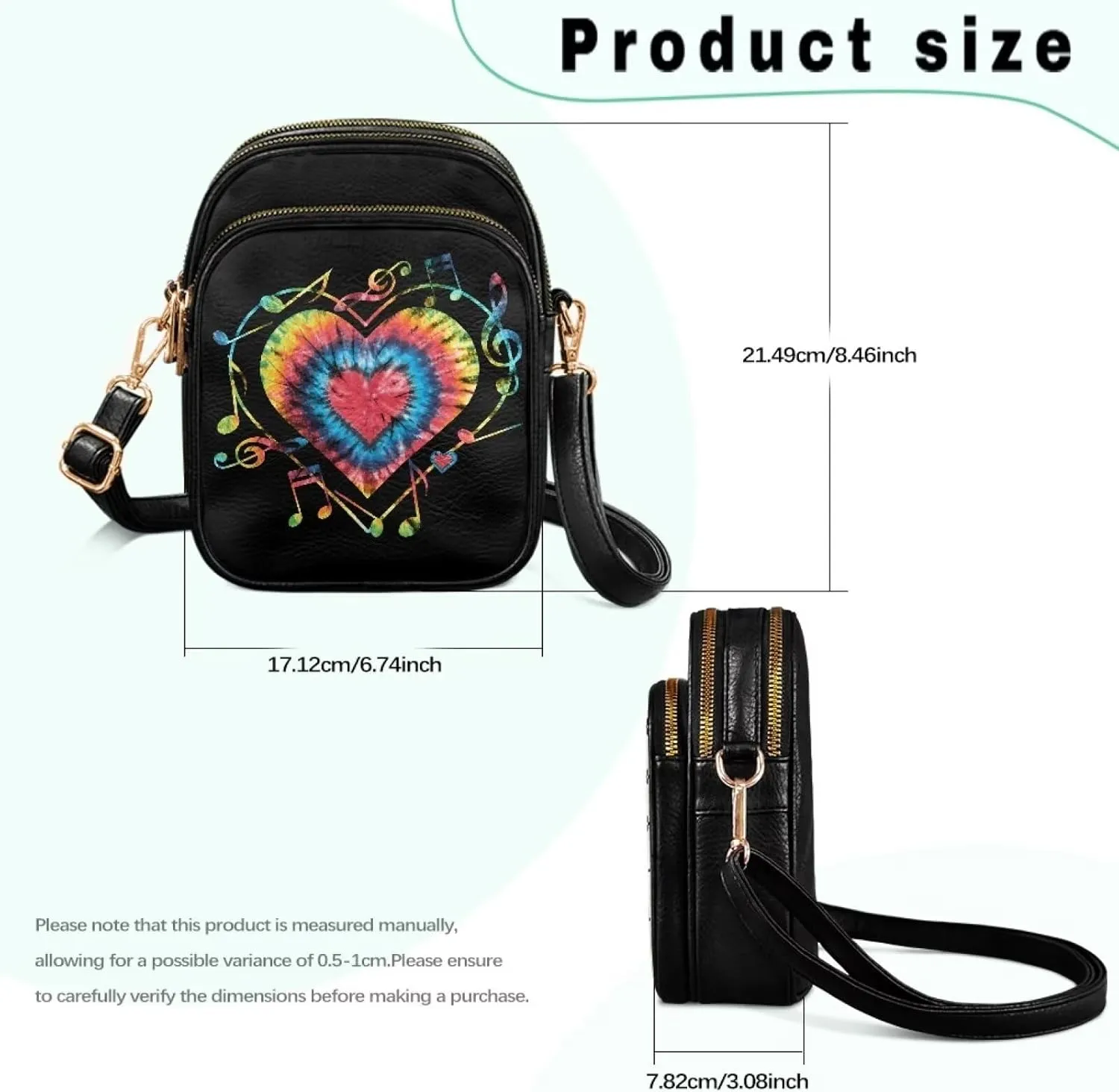 Musical Small Crossbody Phone Purse for Women, PU Leather Shoulder Bag for Phone Passport Handbag Travel Coin Pouch
