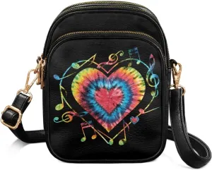 Musical Small Crossbody Phone Purse for Women, PU Leather Shoulder Bag for Phone Passport Handbag Travel Coin Pouch
