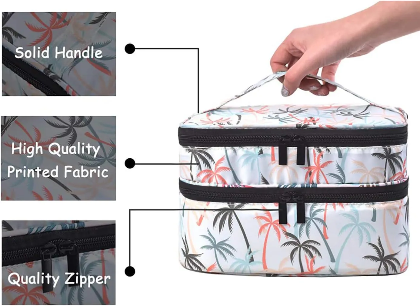 Nail Polish Carrying Case -Holds 30 bottles(15ml-0.5fl.oz)，nail organizers and storage, Double-layer Storage Bag for Nail Polish and Manicure Set, Cosmetic Travel Cases(Leaf)