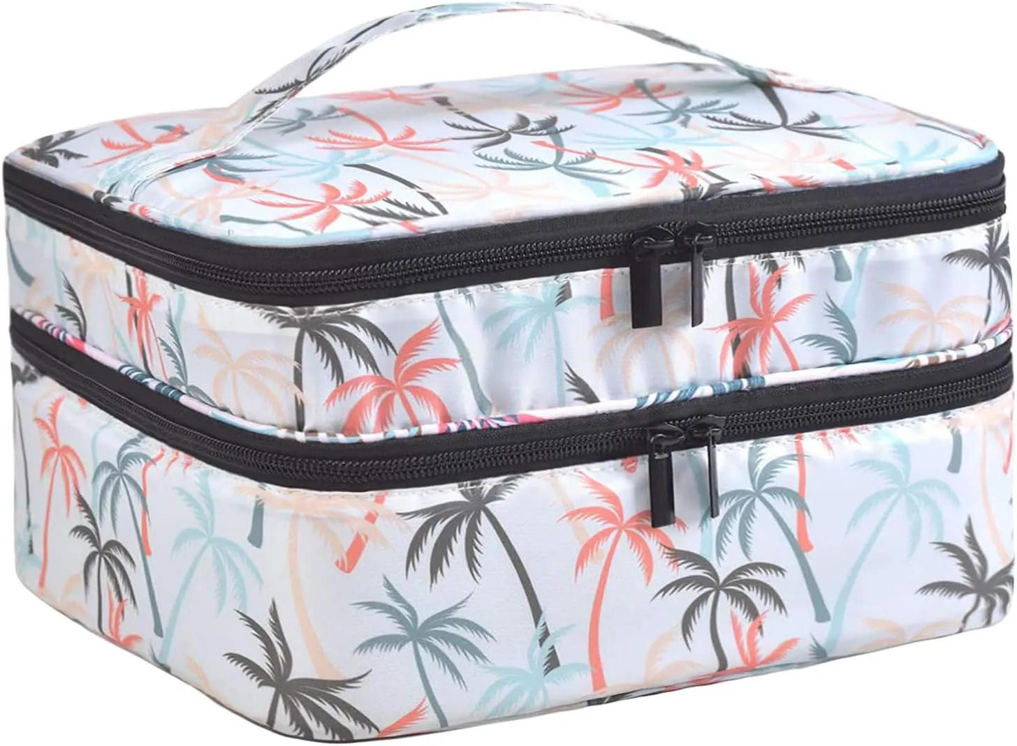 Nail Polish Carrying Case -Holds 30 bottles(15ml-0.5fl.oz)，nail organizers and storage, Double-layer Storage Bag for Nail Polish and Manicure Set, Cosmetic Travel Cases(Leaf)