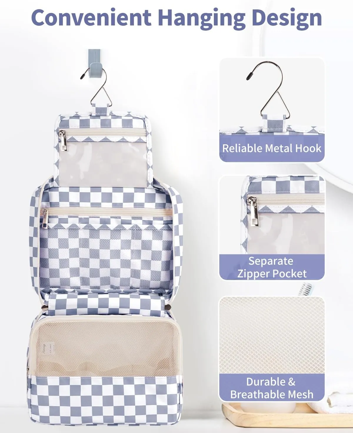 Narwey Hanging Travel Toiletry Bag Cosmetic Make up Organizer for Women and Girls Waterproof