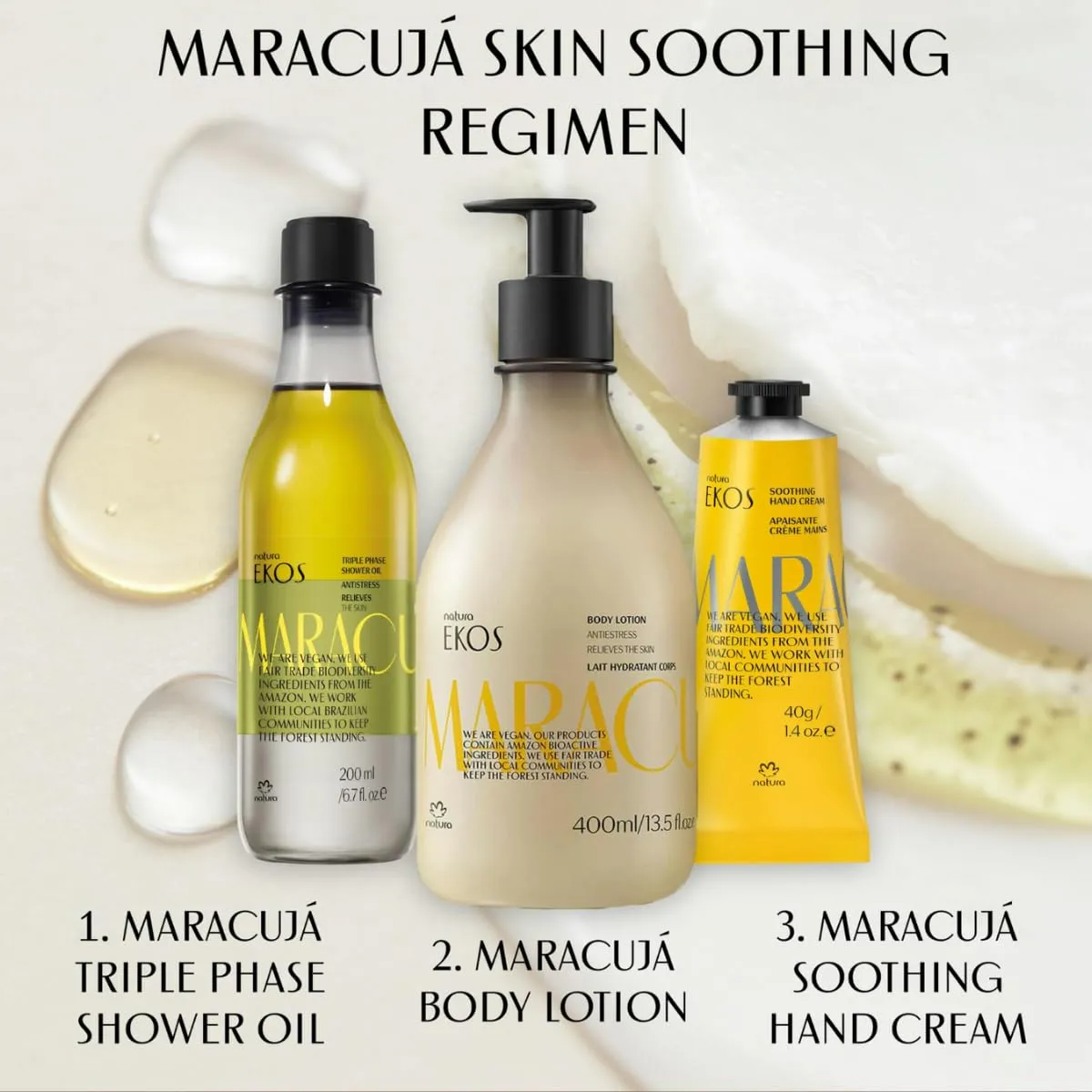 natura - Ekos Maracujá Hand Cream - Calming Hand Balm - Fast Absorption - 24-Hour Deep Hydration Skin Moisturizer - Vegan Skin Care - Brazilian Beauty Secrets - Self Care & Body Care - 2.6oz (75g)