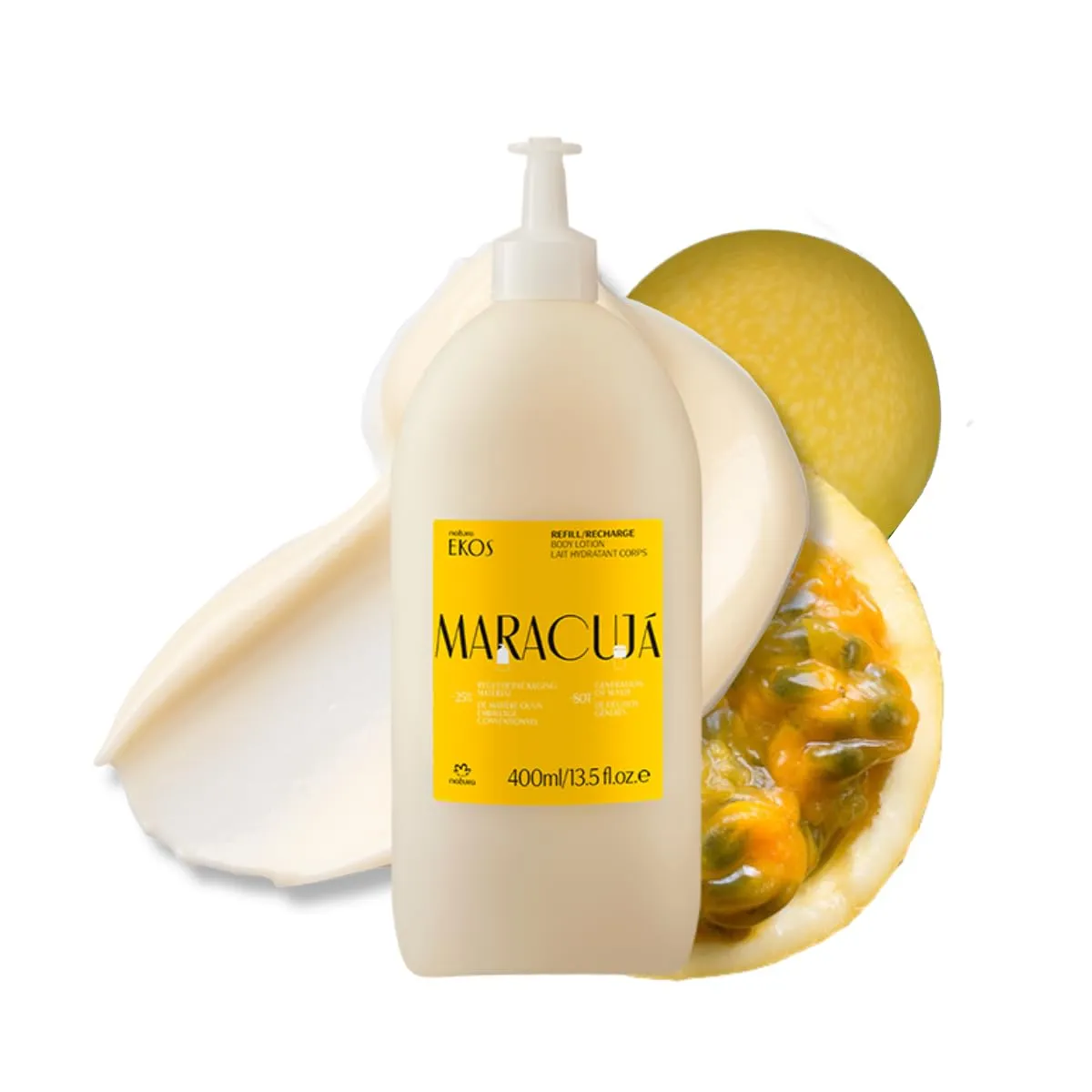 natura - Ekos Maracujá Relieving Body Lotion Refill - Calming Lotion - 24 Hours of Hydration - Essential Fatty Acids - Vegan Skin Care - Self Care & Body Care - 13.5 fl oz (400ml)
