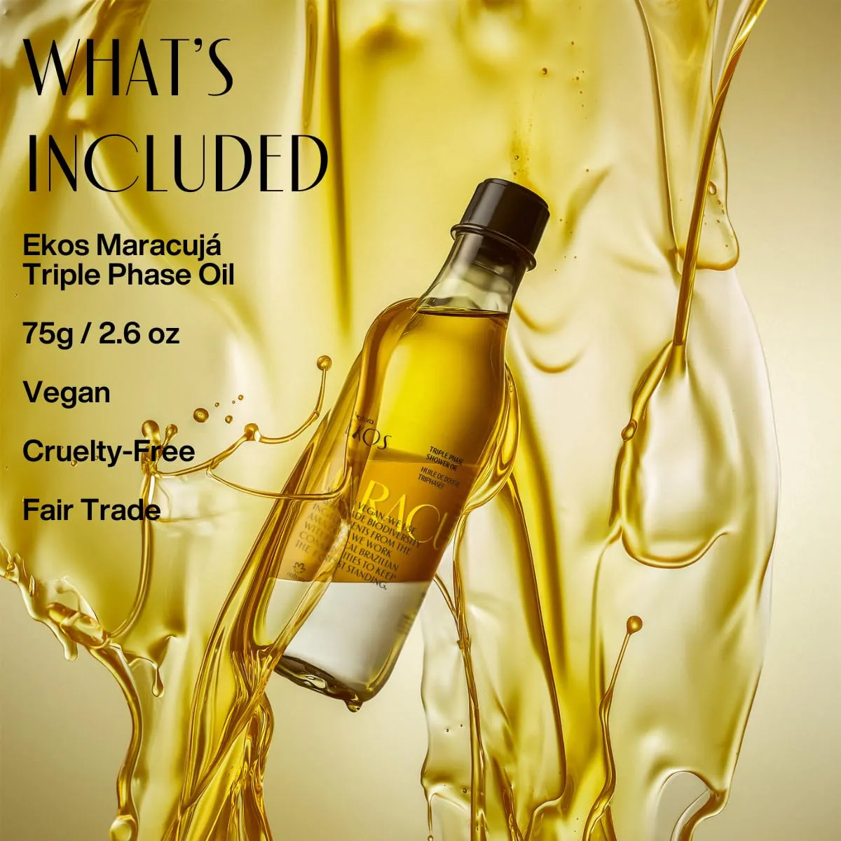 natura - Ekos Maracujá Triple Phase Shower Oil - Calming In-Shower or Bath Oil - Scented - Skin Moisturizer - Vegan Skin Care - Brazilian Beauty Secrets - Self Care - 6.7 fl oz (200ml)