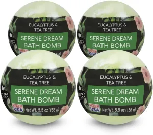 Nature's Beauty Eucalyptus & Tea Tree Bath Bomb Multi-Pack- Natural Hand Crafted, Non-Staining, Luxury Fizzy Spa Bomb, Sooth   Restore Skin, Made w/Coconut Oil & Witch Hazel, 5.5oz (4 Pack)
