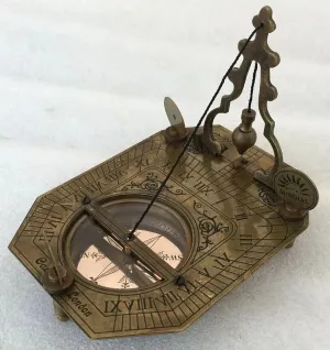Nautical Brass Sundial London Maritime Compass Navigational Tool Antique Compass Collectible Gift Item for Camping & Hiking Use