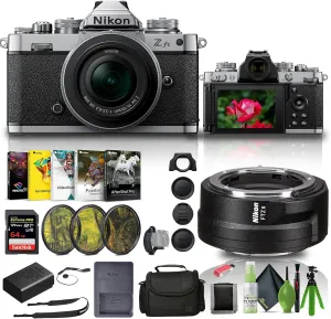 Nikon Zfc Mirrorless Camera with 16-50mm Z Lens Silver (1675)   FTZ II Adapter   64GB Memory Card   Filter Kit   Bag   Card Reader   Photo Software   Flex Tripod   Memory Wallet   Cleaning Kit   More