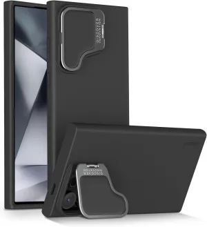 Nillkin for Samsung Galaxy S24 Ultra Case, Silicone Case with Camera Cover, Built-in Camera Stand, Shockproof Protective Phone Case with Soft Microfiber Lining for Galaxy S24 Ultra 6.8 Inch, Black
