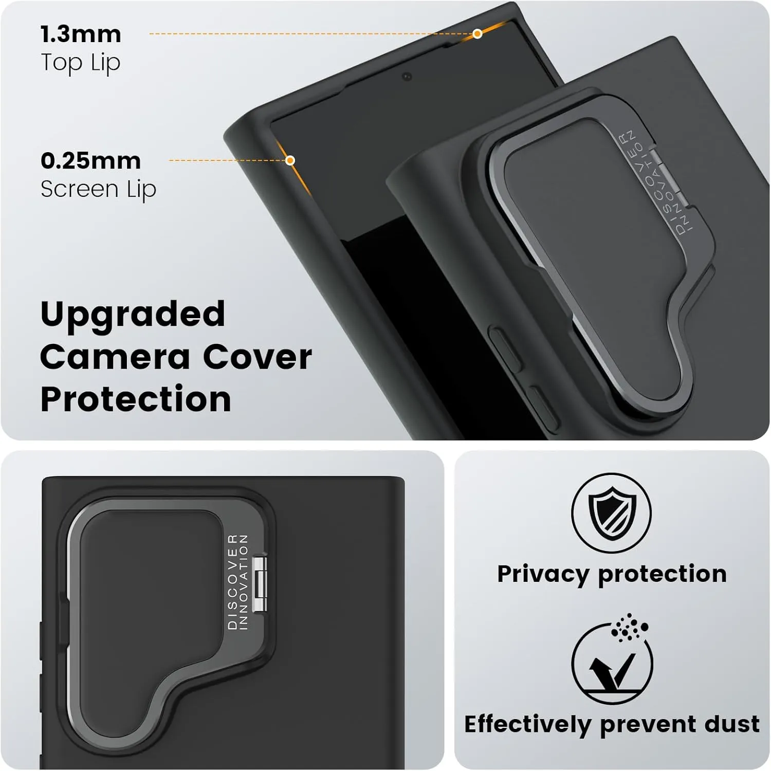 Nillkin for Samsung Galaxy S24 Ultra Case, Silicone Case with Camera Cover, Built-in Camera Stand, Shockproof Protective Phone Case with Soft Microfiber Lining for Galaxy S24 Ultra 6.8 Inch, Black