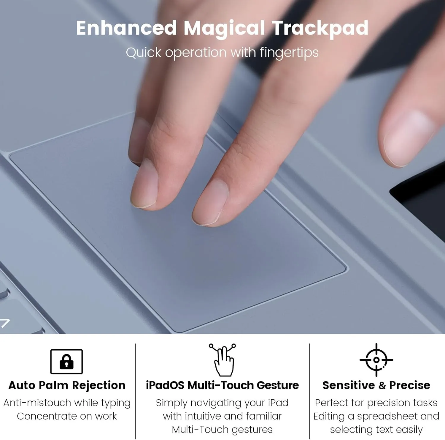 Nillkin iPad 9th Generation (10.2", 2021) Case with Detachable Keyboard, Magic Trackpad, 7-Colors Backlit, Portrait/Landscape Modes, Rugged Keyboard Case with Camera Cover for iPad 8th/7th Gen, Gray