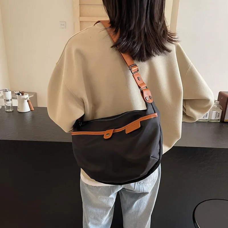 Nylon Shoulder Bag for Women Fashion Crossbody Tote Lightweight Casual Purse for Commuting Travel and Everyday Use