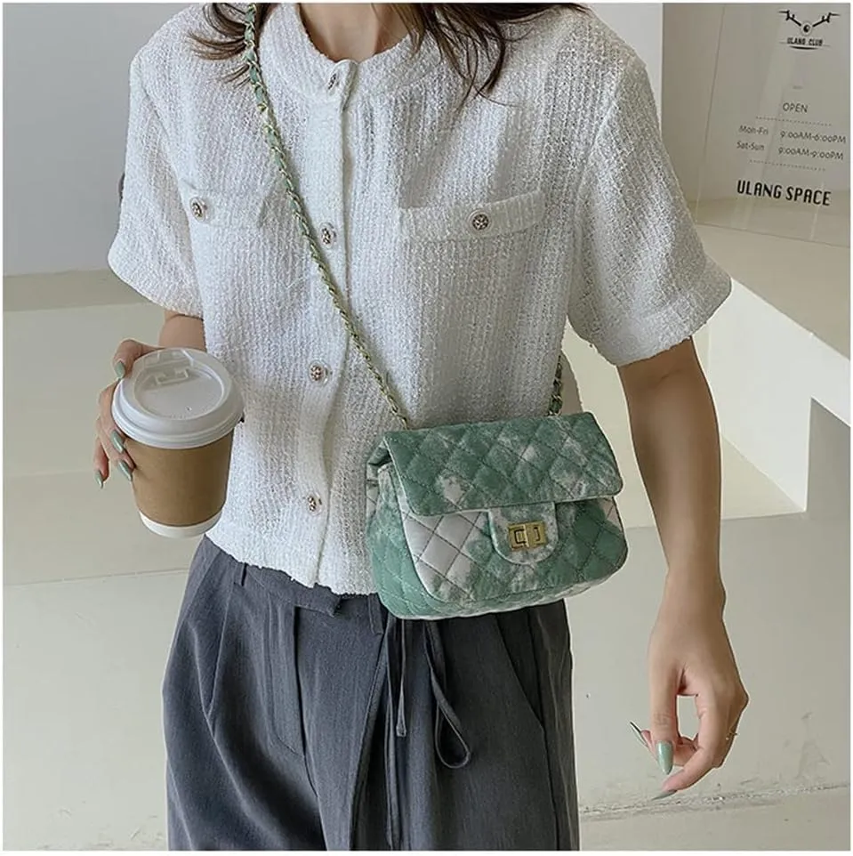 Oil Painting Small Size Crossbody Handbag Dizzy Rhombus One Shoulder Mini Chain Ink Painting Smudge