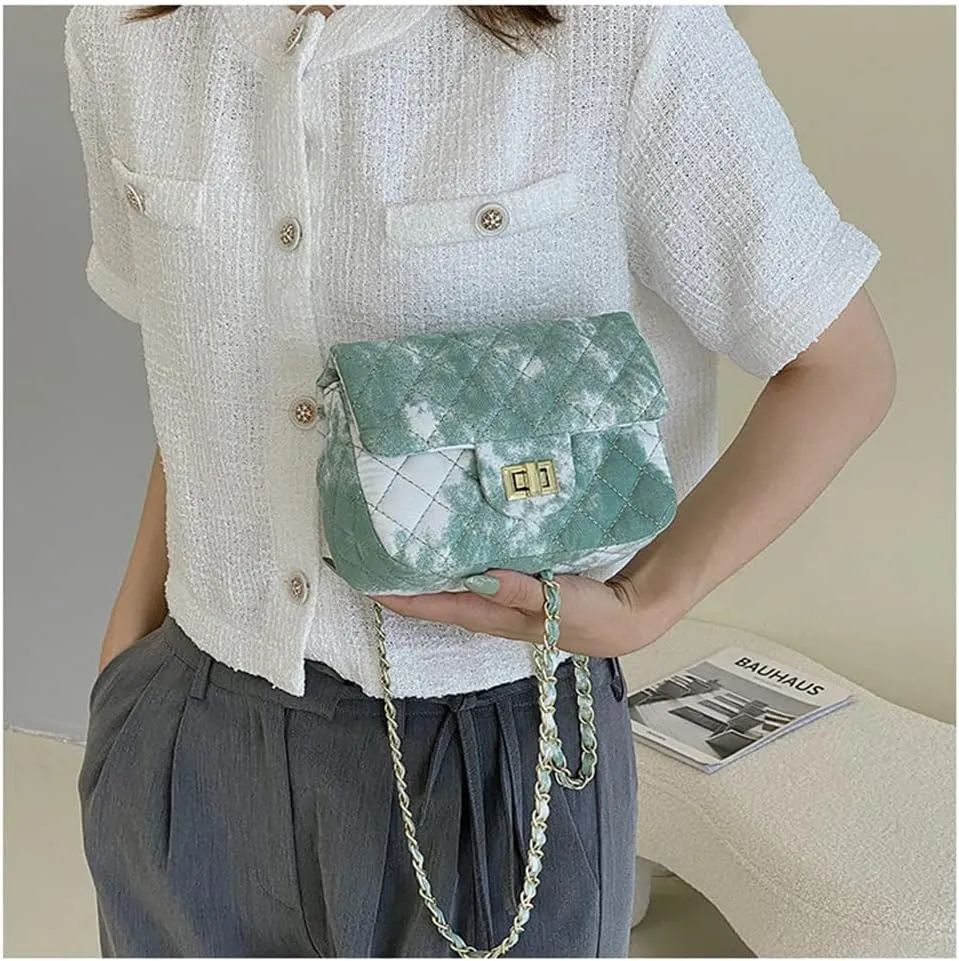 Oil Painting Small Size Crossbody Handbag Dizzy Rhombus One Shoulder Mini Chain Ink Painting Smudge