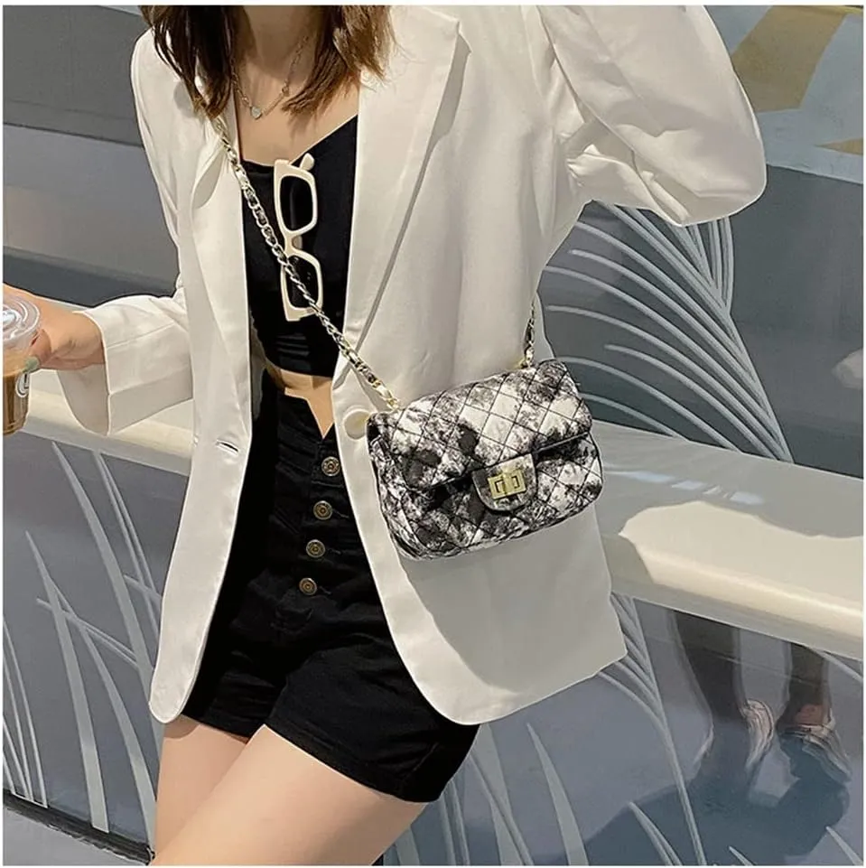 Oil Painting Small Size Crossbody Handbag Dizzy Rhombus One Shoulder Mini Chain Ink Painting Smudge