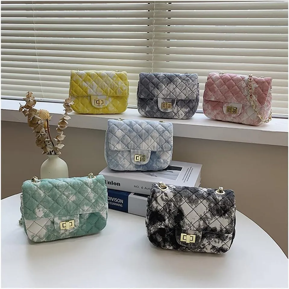 Oil Painting Small Size Crossbody Handbag Dizzy Rhombus One Shoulder Mini Chain Ink Painting Smudge