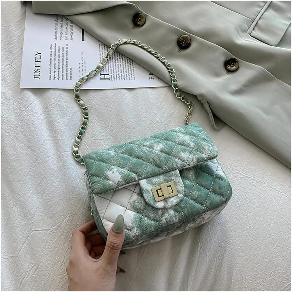 Oil Painting Small Size Crossbody Handbag Dizzy Rhombus One Shoulder Mini Chain Ink Painting Smudge