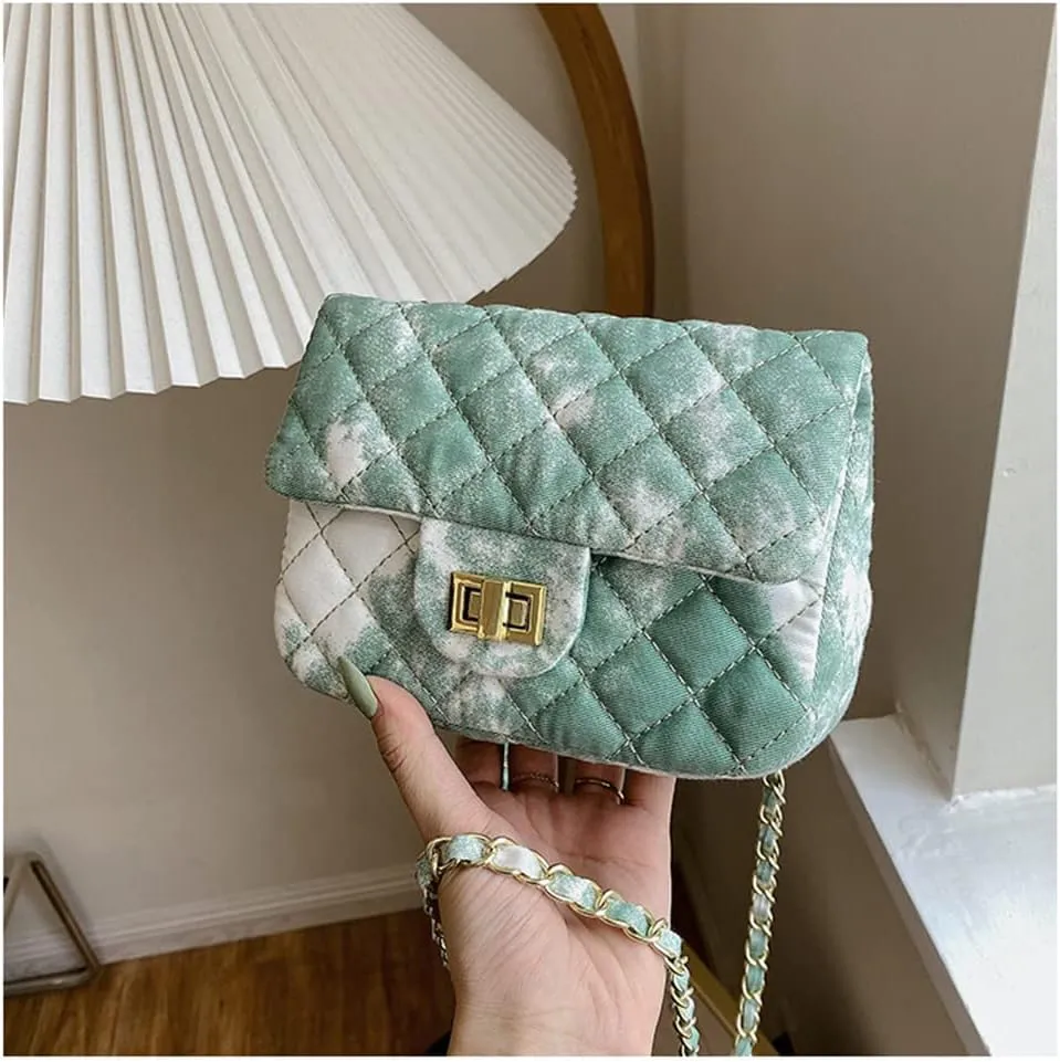 Oil Painting Small Size Crossbody Handbag Dizzy Rhombus One Shoulder Mini Chain Ink Painting Smudge