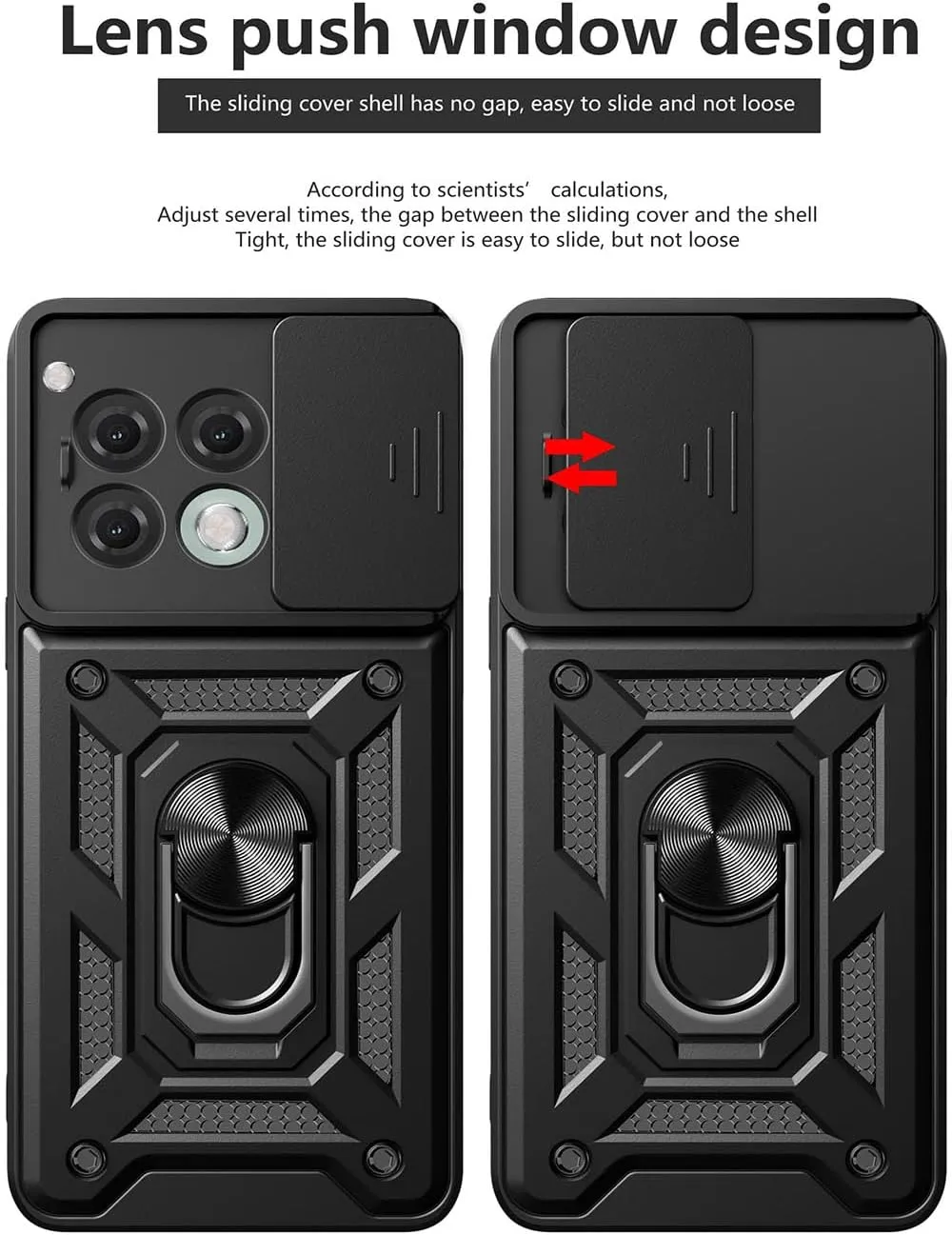OnePlus 12R Case Shockproof Ring Stand Phone Camera Lens Cover