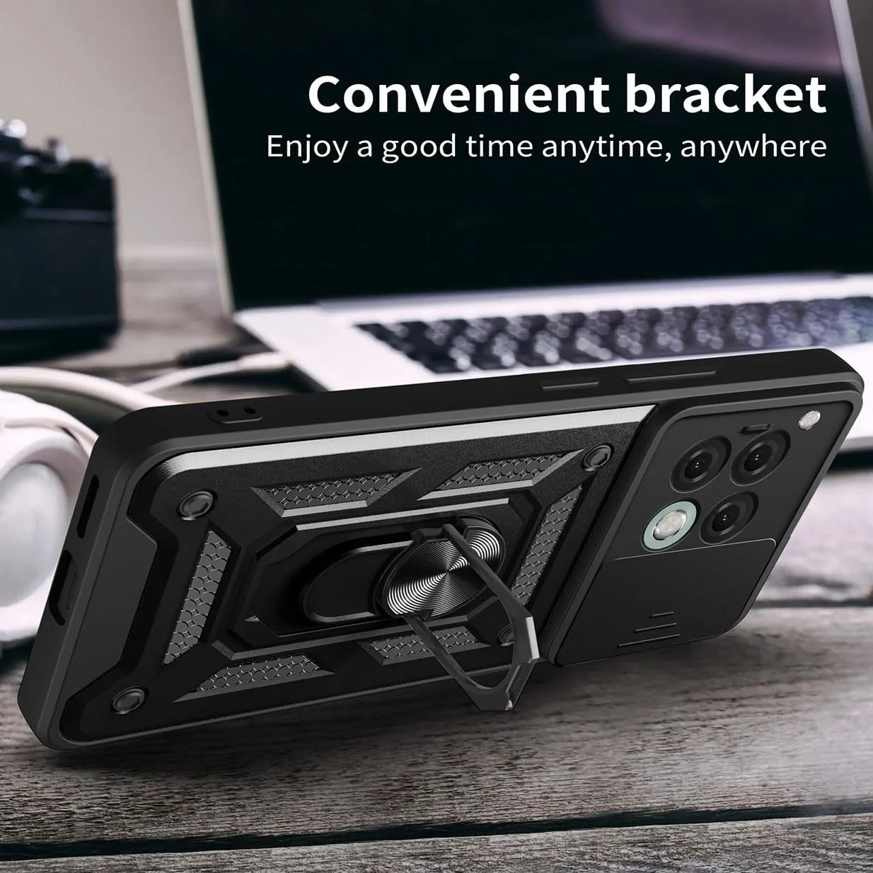 OnePlus 12R Case Shockproof Ring Stand Phone Camera Lens Cover