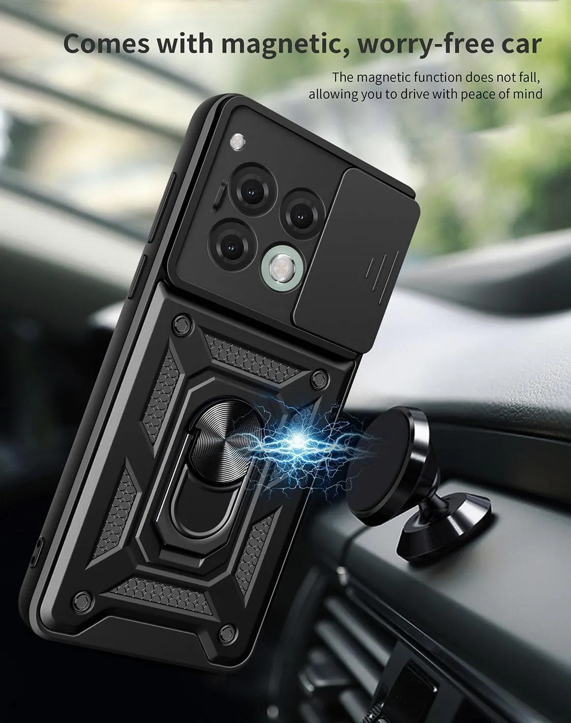 OnePlus 12R Case Shockproof Ring Stand Phone Camera Lens Cover