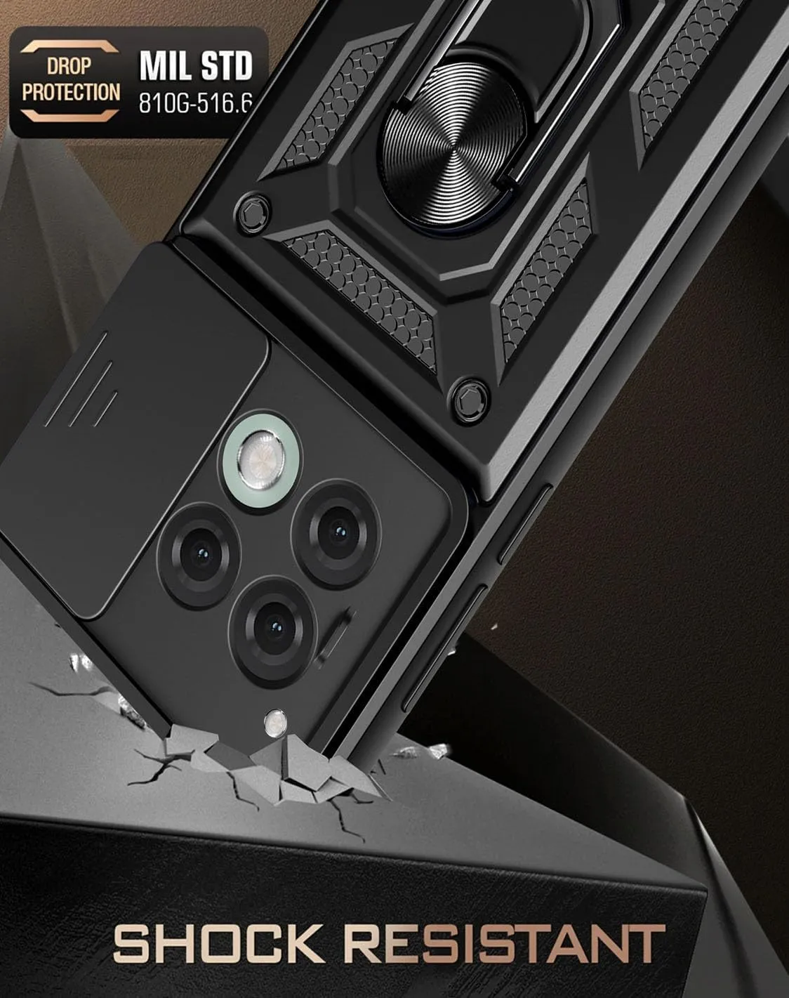 OnePlus 12R Case Shockproof Ring Stand Phone Camera Lens Cover