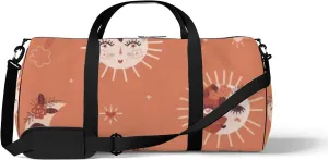 Orange Vintage Boho Cute Sun Moon and Stars Sports Bag Tote Bag Waterproof Gym Bag with Shoulder Strap Zipper 2 Side Pockets for Men and Women, Travel and Storage Shoulder Bag.