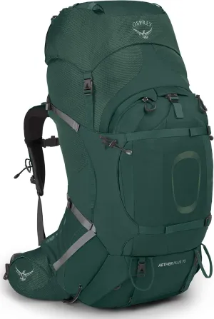 Osprey Aether Plus 70L Men's Backpacking Backpack, Axo Green, S/M