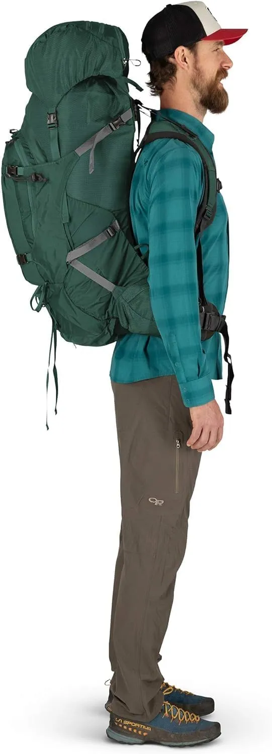 Osprey Aether Plus 70L Men's Backpacking Backpack, Axo Green, S/M