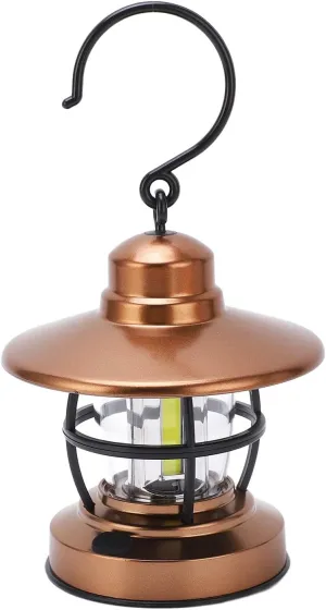 OUKENS Hanging Lantern, Camping Vintage Hook Design One Button Switch 3 COB Battery Powered Garden Hanging Lamp, Portable Camping Lanterns Battery Powered