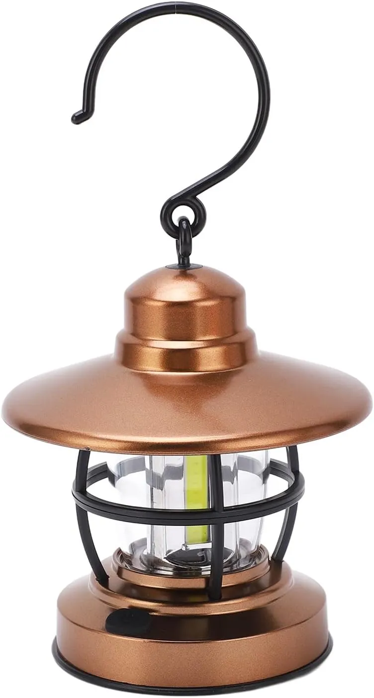 OUKENS Hanging Lantern, Camping Vintage Hook Design One Button Switch 3 COB Battery Powered Garden Hanging Lamp, Portable Camping Lanterns Battery Powered