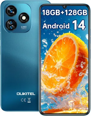 OUKITEL C51 Unlocked Mobile Phones - 18GB 128GB/1TB Cell Phone, 5150mAh Battery, 6.8" HD  Screen Android 14 Smartphones, 13MP 5MP Camera, 90Hz Refresh Rate, Face ID/Fingerprint, OTG, T-Mobile, Blue