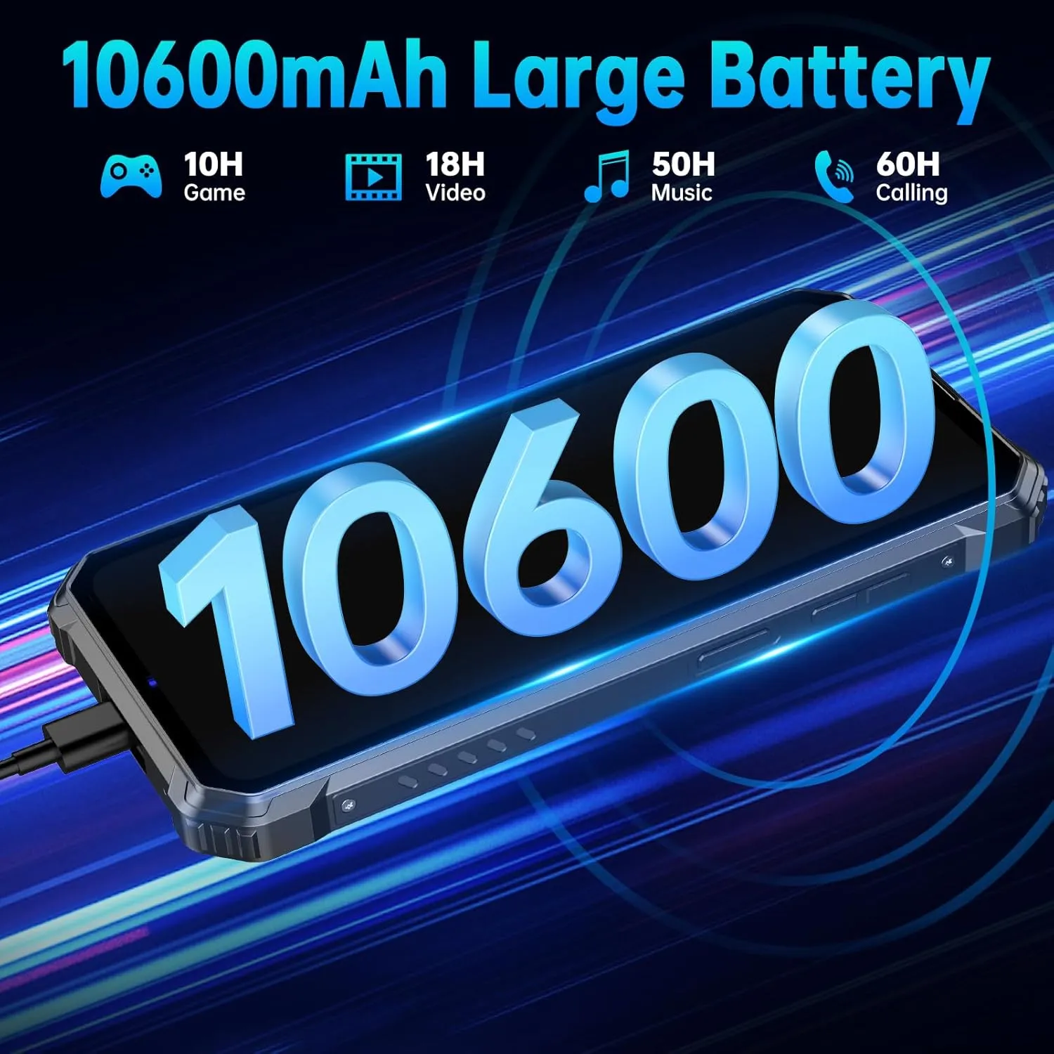OUKITEL WP28S Rugged Smartphone - Android 14 Rugged Phone Unlocked, Octa Core 16GB 128GB 1TB Expansion,10600mAh Battery IP68 Waterproof Cell Phone, 6.52" FHD ,4G Dual Sim,NFC,OTG,GPS,T-Mobile,BT5.0