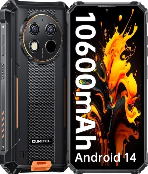 OUKITEL WP28S Rugged Smartphone - Android 14 Rugged Phone Unlocked, Octa Core 16GB 128GB 1TB Expansion,10600mAh Battery IP68 Waterproof Cell Phone, 6.52" FHD ,4G Dual Sim,NFC,OTG,GPS,T-Mobile,BT5.0